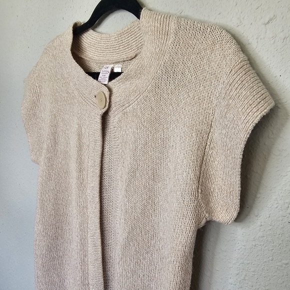 Bobbie Brooks Cardigan Womens Small 6 Beige Tan Knit Button Short Sleeve Fall‎ - Picture 3 of 9